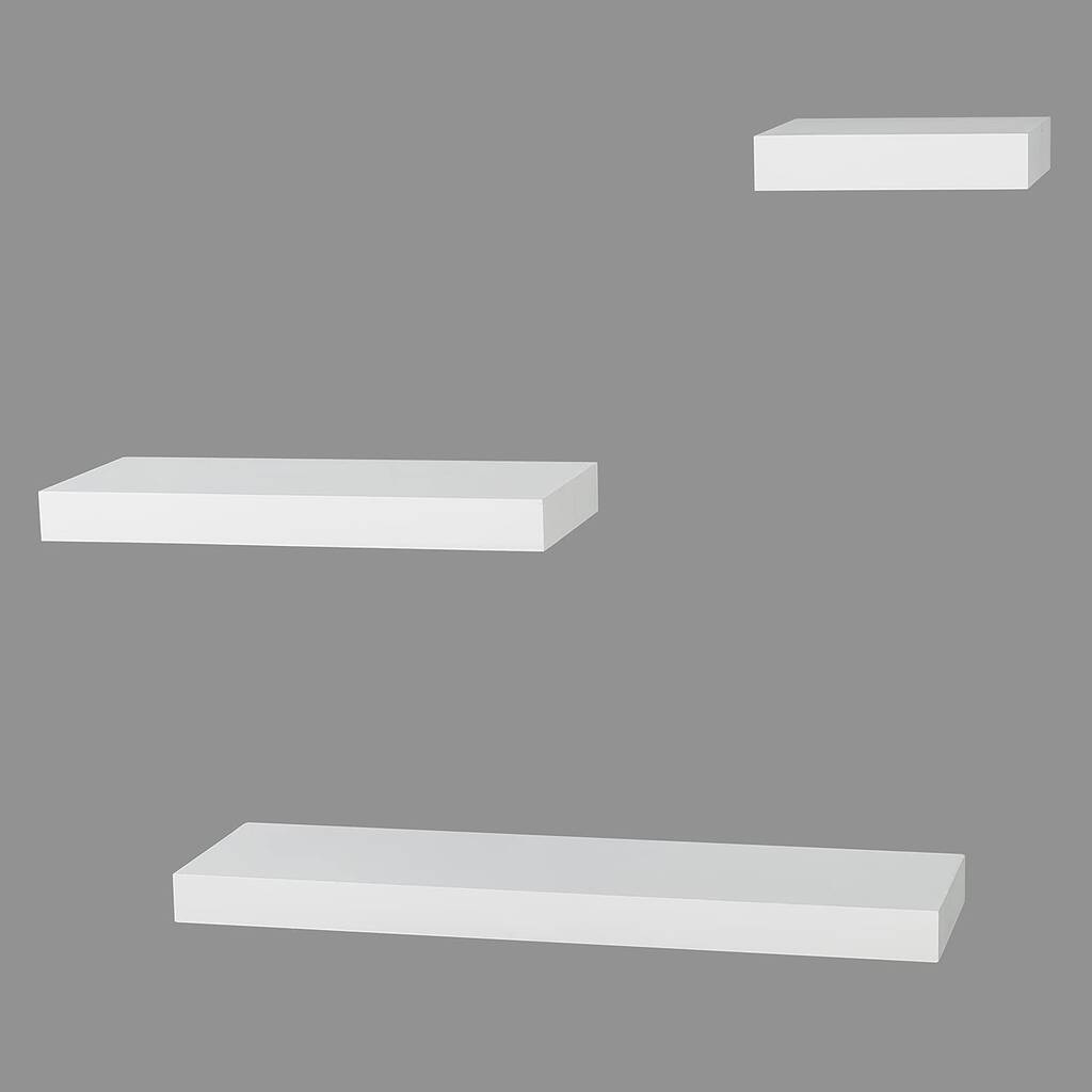 Set Of Three White Mounted Floating Shelves By Momentum