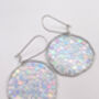 Statement Disco Earrings With Silver Glitter In Medium Size, thumbnail 2 of 11