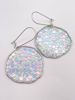 Statement Disco Earrings With Silver Glitter In Medium Size, 2 of 11