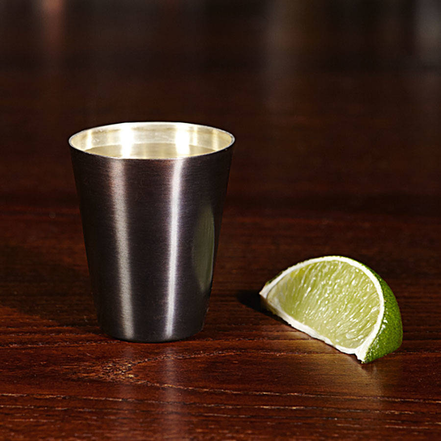 blackened copper shot cup by bespoke barware