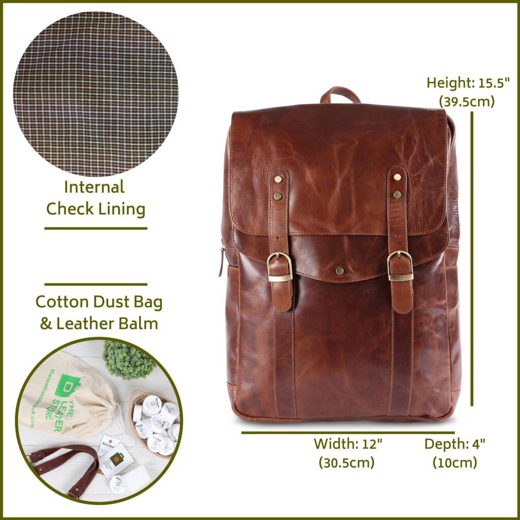 Jacob Leather Backpack Laptop Bag By The Leather Store