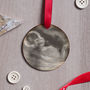 Personalised Baby Scan First Christmas Wooden Bauble, thumbnail 2 of 7