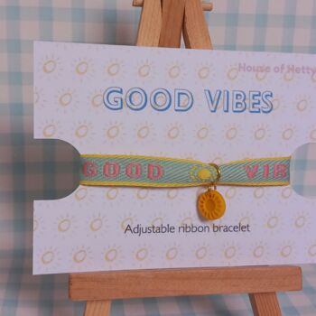 Good Vibes Positive Affirmation Ribbon Bracelet, 5 of 5