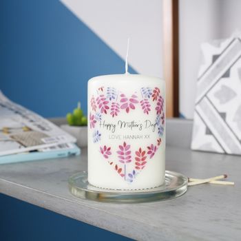 Personalised Happy Mother's Day Floral Heart Candle, 2 of 11