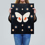 Blissful Butterfly Abstract Navy Orange Wall Art Print, thumbnail 2 of 6