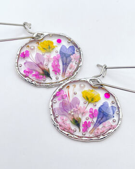 Earrings With Lavender And Pink Flowers, 4 of 10