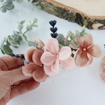 Blush Pink And Peach Bridal Flower Hair Comb, 6 of 10