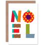 Noel Colourful Patchwork Pattern Christmas Card, thumbnail 1 of 4