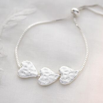 Alida Triple Heart Charm Slider Personalised Bracelet, 2 of 12