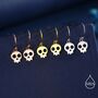 Sterling Silver Cute Skull Drop Hook Earrings, thumbnail 4 of 11