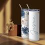 Custom Elegant Blue And Gold Floral Insulated Bottle Tumbler, thumbnail 1 of 5