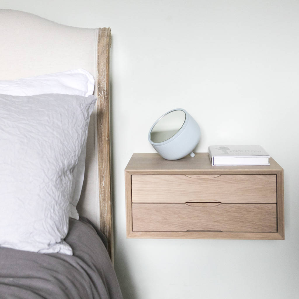 Floating Oak Double Drawer Bedside By Urbansize