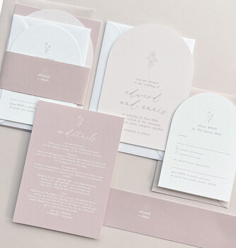 Anais Pink Floral Arch Wedding Invitations, 2 of 5
