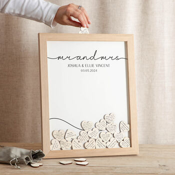 Minimal Script Wedding Drop Top Frame Guest Book, 2 of 5