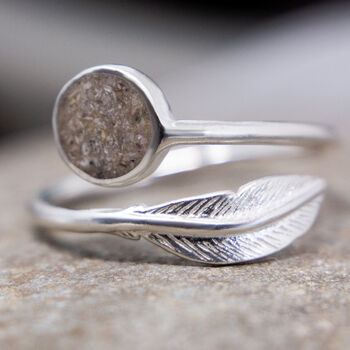 Feather Cremation Ashes Adjustable Memorial Ring, 3 of 7