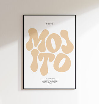Mojito Print | Cocktail Poster | Wall Art | A5 A4 A3 | Bold | Typographic | Drink | Bar | Print | Groovy |, 5 of 8