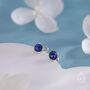 Sterling Silver Tiny Lapis Lazuli Stud Earrings, thumbnail 2 of 11