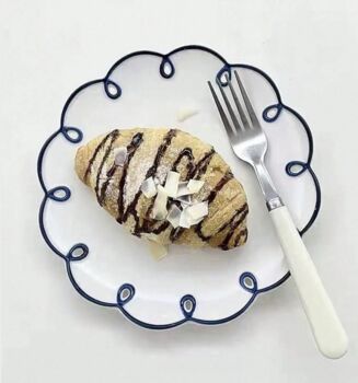 Scalloped Red And White Ceramic Plate, 3 of 5