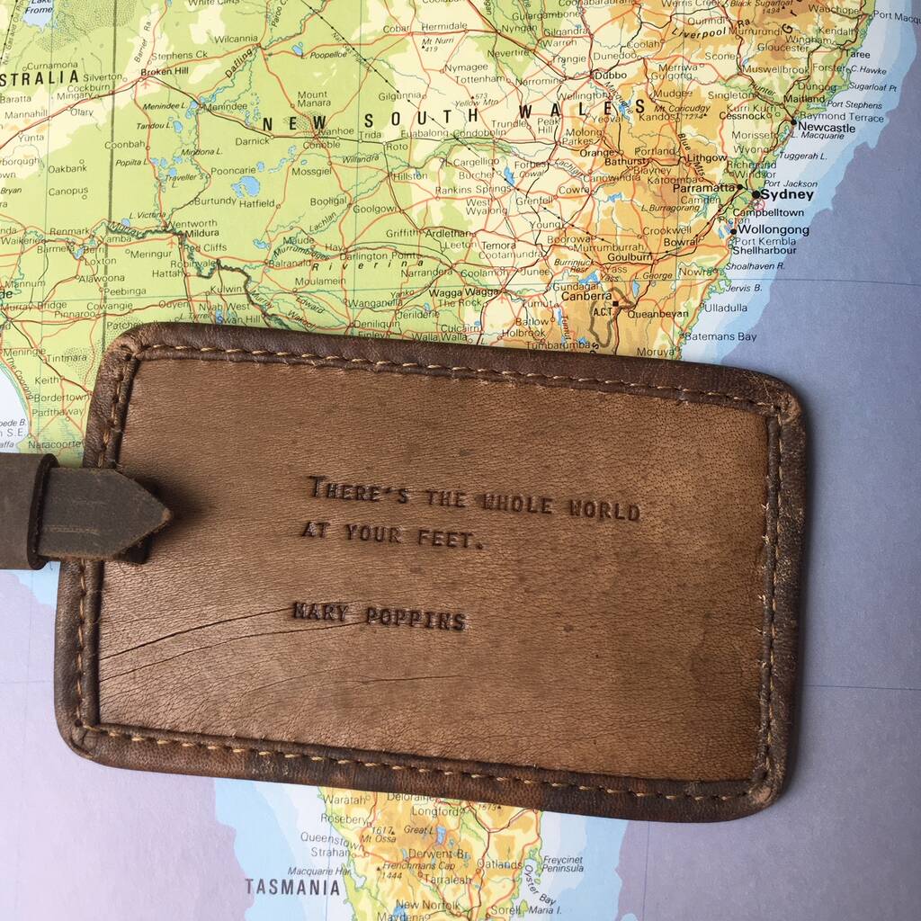 Leather Luggage Tag With Quote Gift For Men By Nest Living