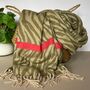 Zebra Print Scarf With Stripe In Khaki And Fuchsia, thumbnail 1 of 3