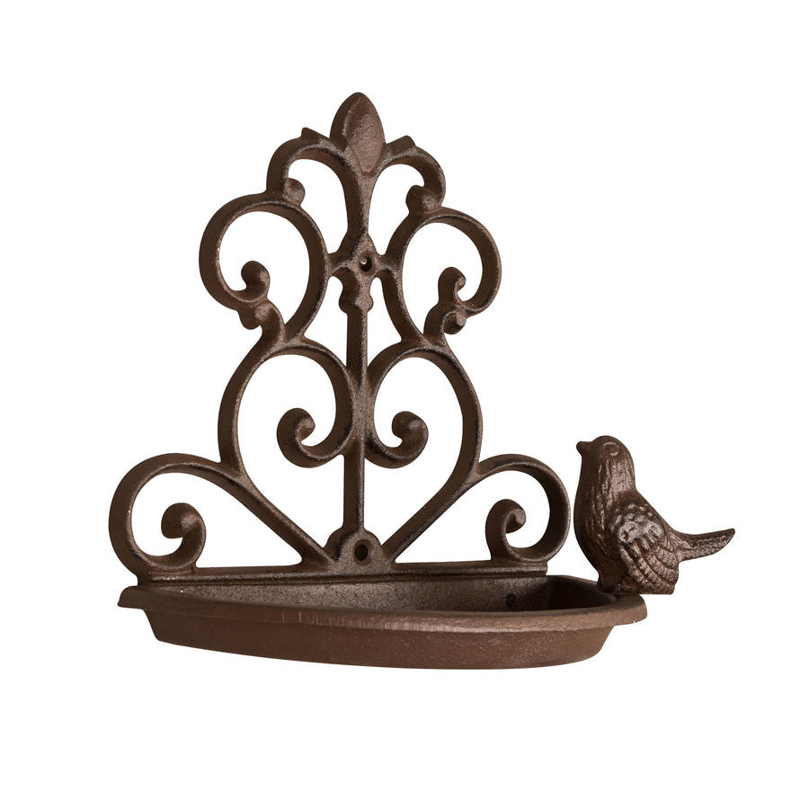perched bird iron wall mounted bird feeder by dibor
