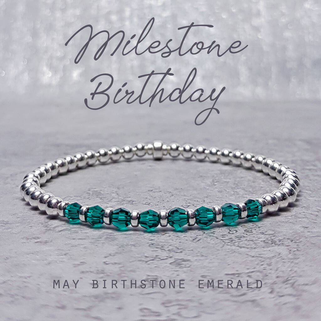 May Birthstone Bracelet Milestone Birthday, 1 of 5