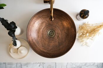 Hammered Solid Copper Vessel And Drop In Sink, Artisan Kitchen And Bathroom Basin, 2 of 7