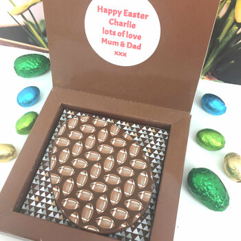 Rugby Chocolate Easter Egg Personalised Message Gift, 3 of 4