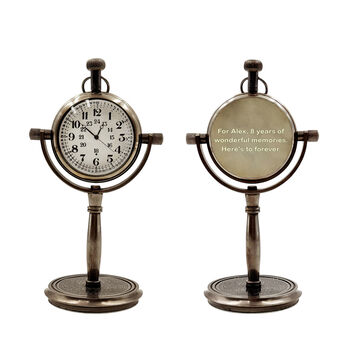 Personalised 8th Anniversary Gift Bronze Desk Clock, 3 of 9