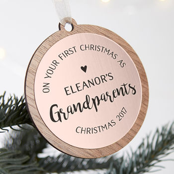 Grandparents First Christmas Keepsake Wooden Bauble, 2 of 4