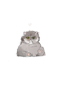 Grumpy Persian Cat Illustrated Print, 2 of 2