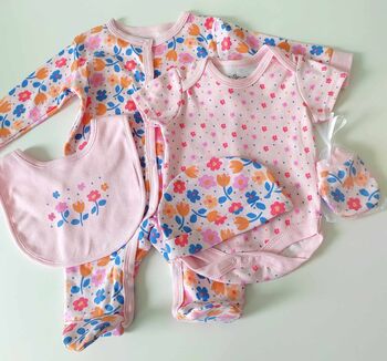New Baby Girl Floral Outfit Gift Hamper, 3 of 11