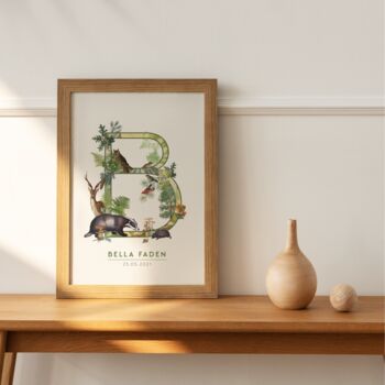 Personalised Forest Animal Initial Letter Giclee Print, 4 of 5