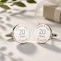 Personalised 20 Year Platinum Anniversary Cufflinks, thumbnail 1 of 8