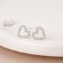 Sterling Silver Open Heart Cubic Zirconia Stud Earrings – 5mm, thumbnail 2 of 6