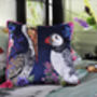 Mountain Lake Water Birds And Flowers With Mountains Luxury Velvet Square Cushion, thumbnail 1 of 4