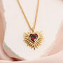 Gold And Red Sacred Heart Necklace And Earrings Set, thumbnail 3 of 8