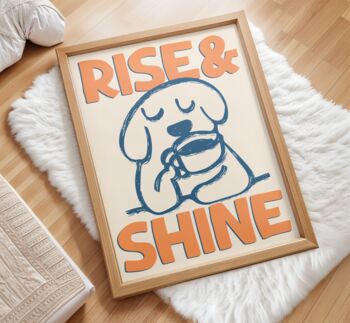 Rise And Shine Retro Print Kitchen Poster Bedroom Art Hand Drawn, 6 of 11