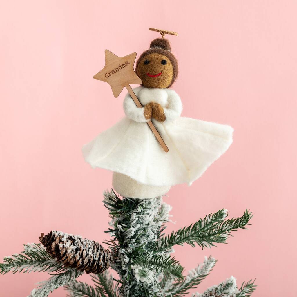 Personalised Felt Black Angel Christmas Tree Topper By Postbox Party