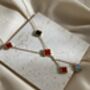 Double Sided Clover Long Necklace Red Black, thumbnail 10 of 10