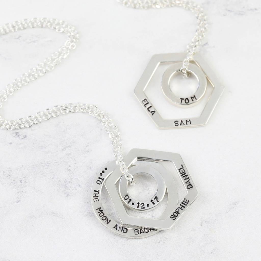 Personalised Sterling Silver Geometric Pendant Necklace By Lisa Angel