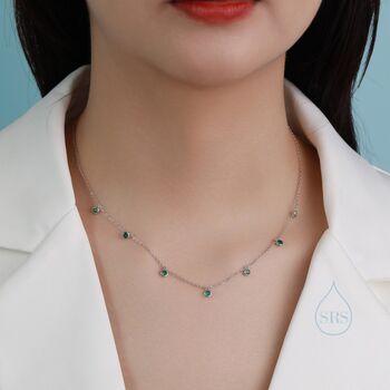 Emerald Green Or Clear Cz Dangle Necklace, 5 of 12