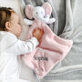 Personalised Pink Elephant With Bow Baby Comforter, thumbnail 1 of 6
