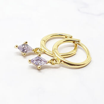 Alexandrite June Birthstone Delicate Dangle Hoops, 2 of 4