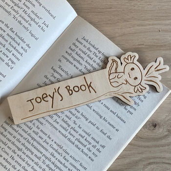 Personalised Axolotl Bookmark Wooden Gift, 3 of 4