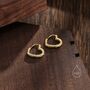 Hammered Finish Heart Huggie Hoop Earrings, thumbnail 5 of 9