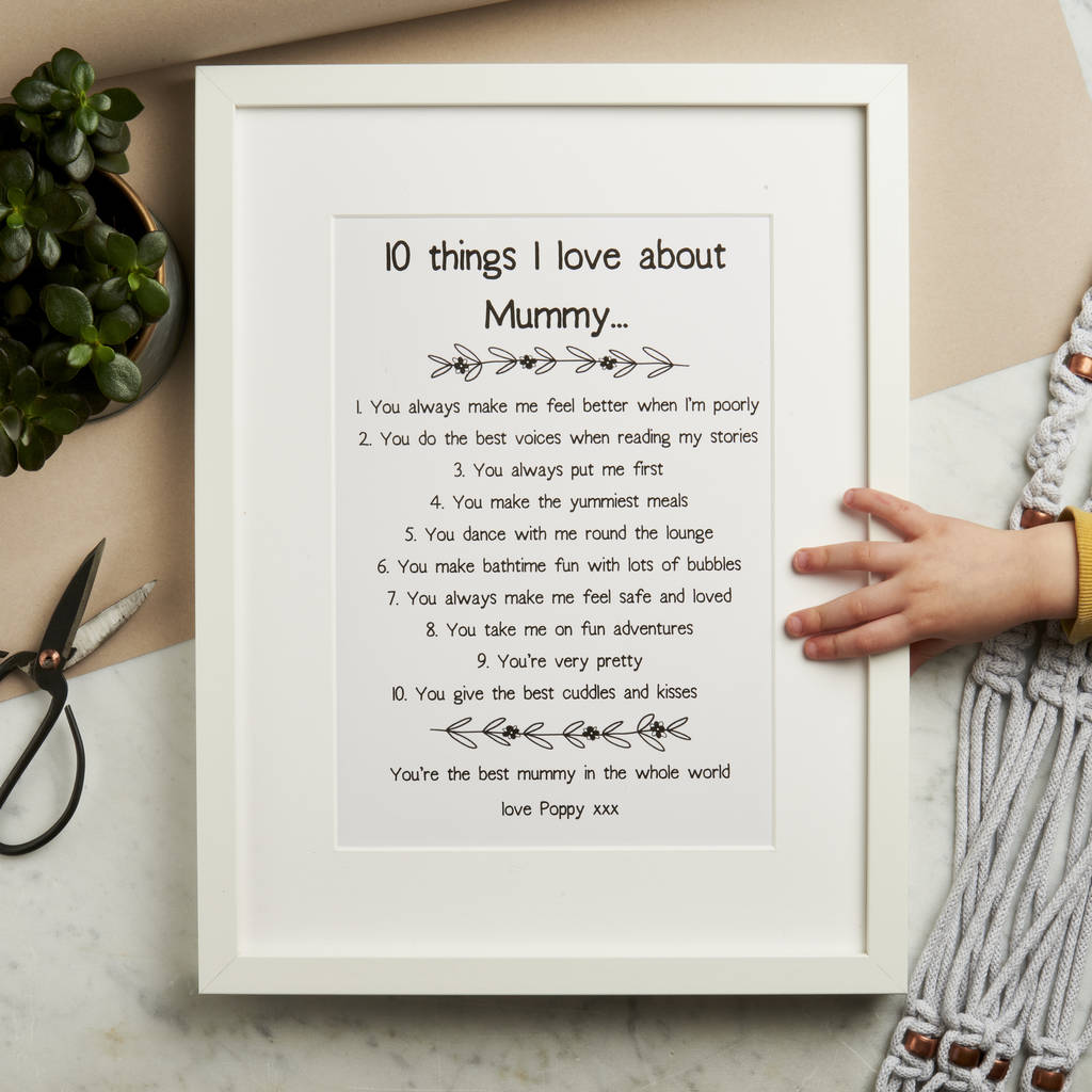 Personalised Ten Things I Love About Mummy Print, 1 of 6