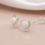 Sterling Silver White Opal Stud Earrings, thumbnail 2 of 10