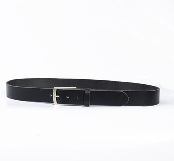 Handmade Black Leather Belt Men's English Leather 35mm Wide, 8 of 10