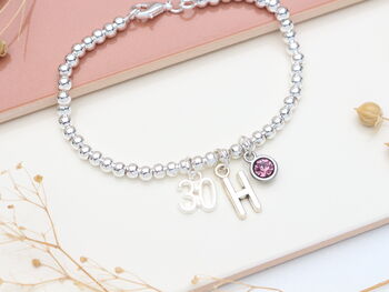 Personalised Milestone Birthday Bead Bracelet, 18th, 21st, 30th, 40th, 50th, 60th, 70th, 6 of 11